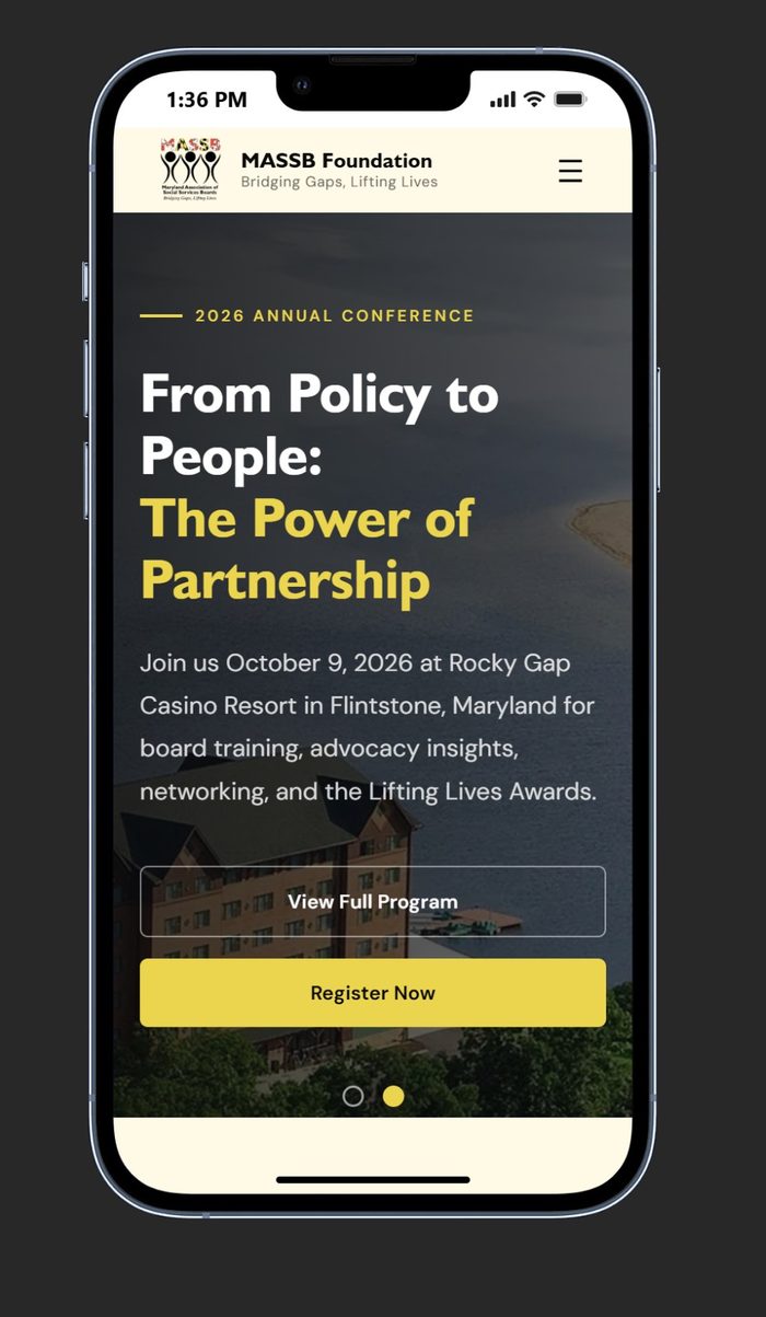 MASSB Foundation website after rebuild, mobile view