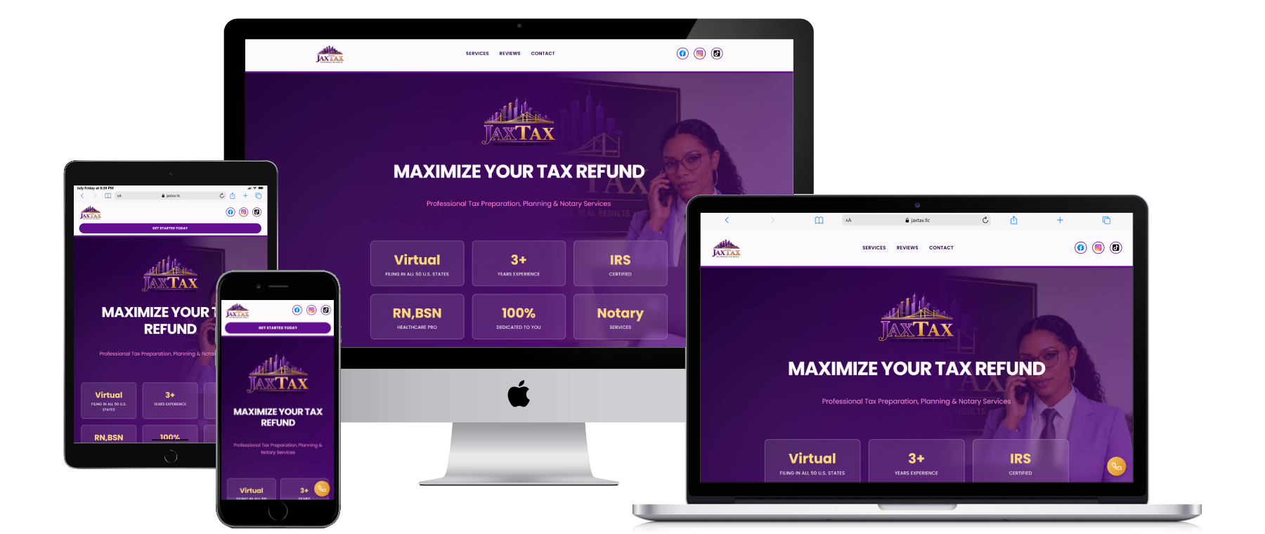 JaxTax tax preparation website